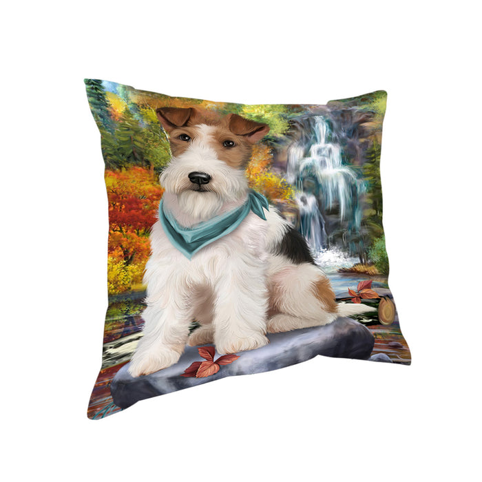 Scenic Waterfall Fox Terrier Dog Pillow PIL63920