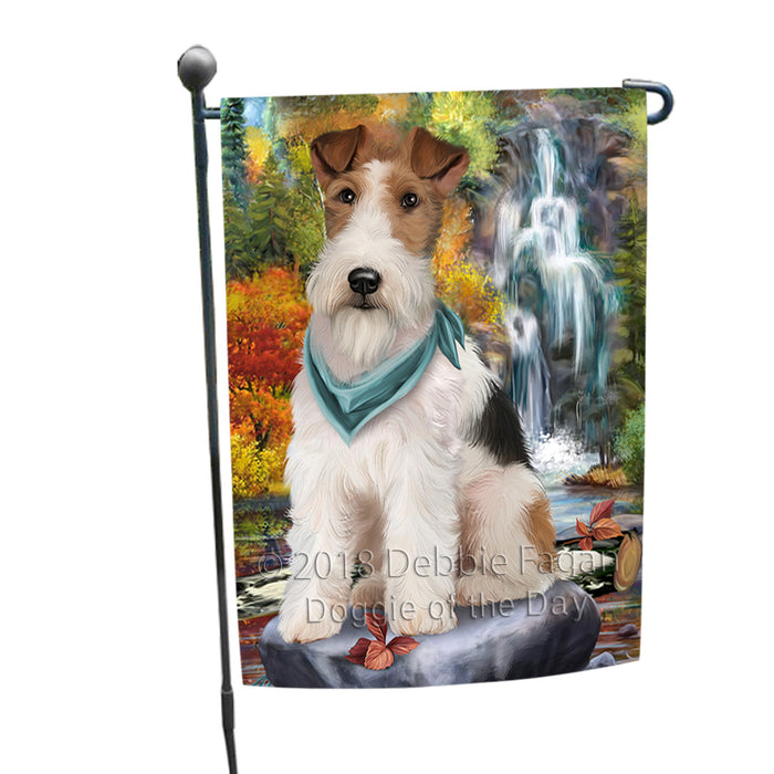 Scenic Waterfall Fox Terrier Dog Garden Flag GFLG51886