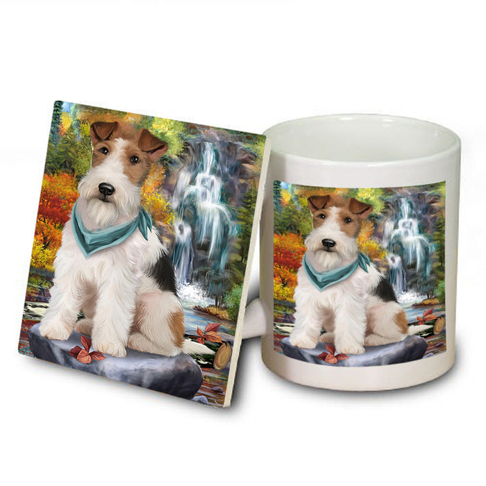 Scenic Waterfall Fox Terrier Dog Mug and Coaster Set MUC51881