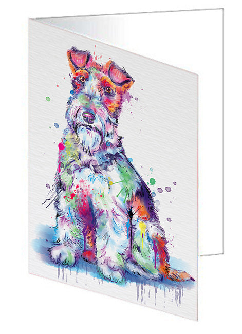 Watercolor Fox Terrier Dog Handmade Artwork Assorted Pets Greeting Cards and Note Cards with Envelopes for All Occasions and Holiday Seasons GCD76775