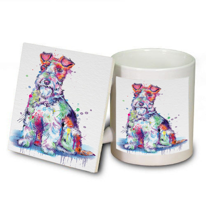 Watercolor Fox Terrier Dog Mug and Coaster Set MUC57079