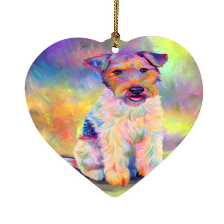 Paradise Wave Fox Terrier Dog Heart Christmas Ornament HPOR56424