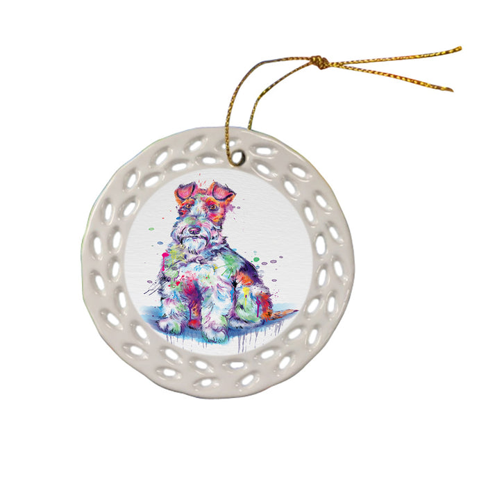 Watercolor Fox Terrier Dog Ceramic Doily Ornament DPOR57382