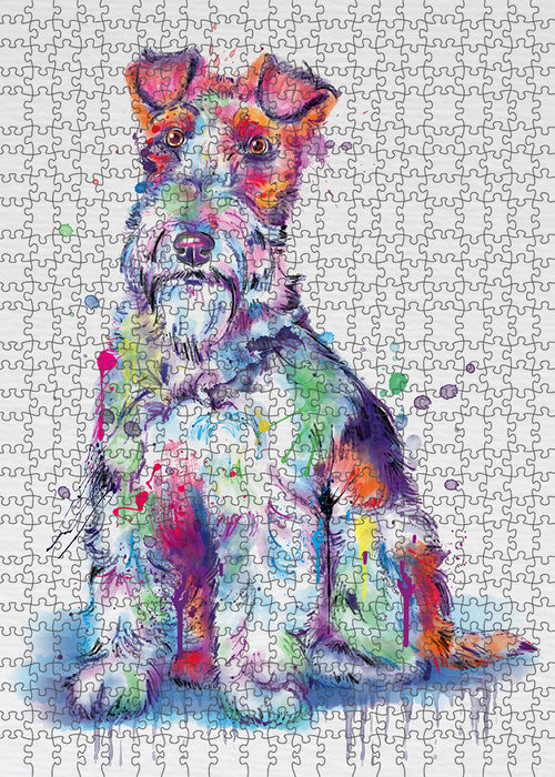 Watercolor Fox Terrier Dog Puzzle with Photo Tin PUZL97156