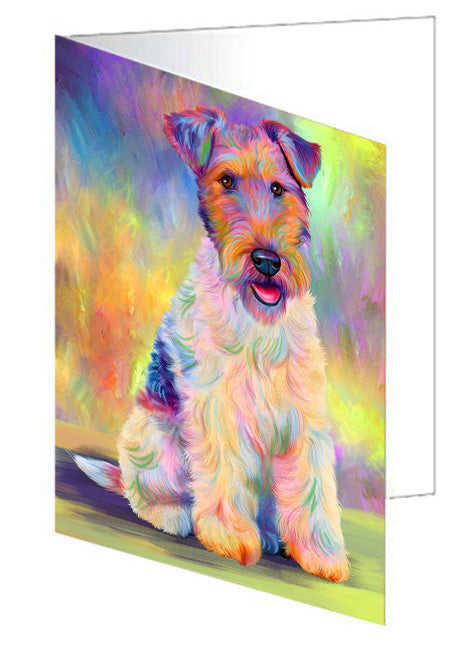 Paradise Wave Fox Terrier Dog Handmade Artwork Assorted Pets Greeting Cards and Note Cards with Envelopes for All Occasions and Holiday Seasons GCD72719