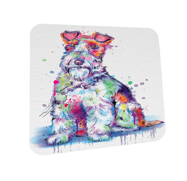 Watercolor Fox Terrier Dog Coasters Set of 4 CST57045