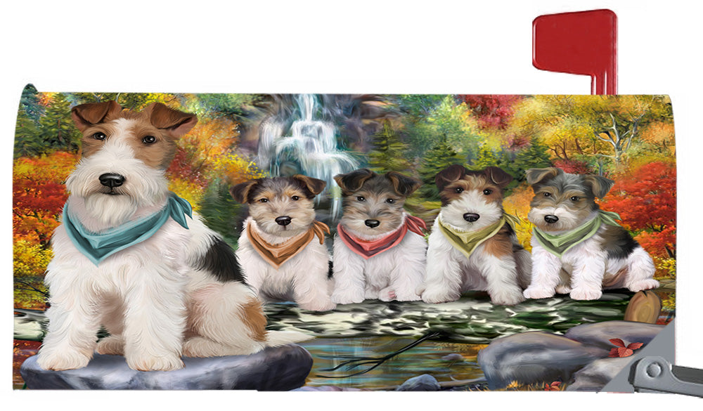 Scenic Waterfall Fox Terrier Dogs Magnetic Mailbox Cover MBC48727