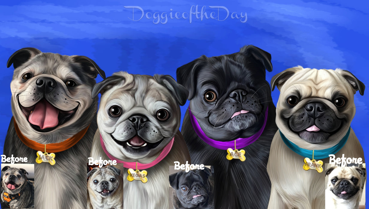 Digital Painting PERSONALIZED Caricature PET PORTRAIT! Custom Pet Dog or Cat Art