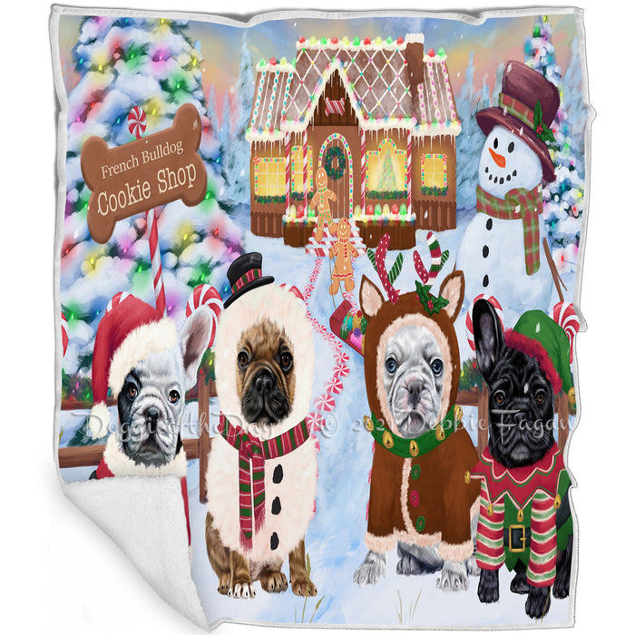 Holiday Gingerbread Cookie Shop French Bulldogs Blanket BLNKT127011