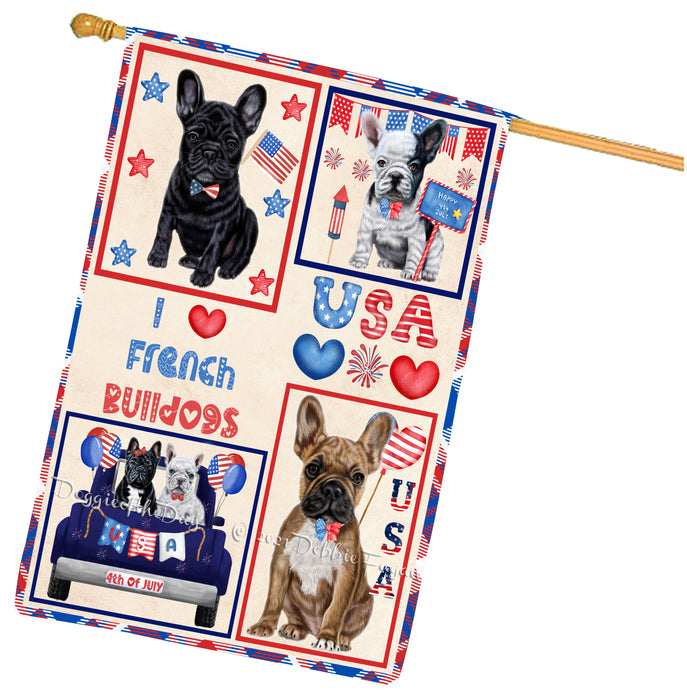 4th of July Independence Day I Love USA French Bulldogs House flag FLG66956