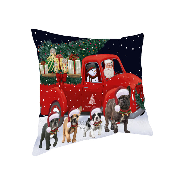 Christmas Express Delivery Red Truck Running French Bulldogs Pillow PIL86084