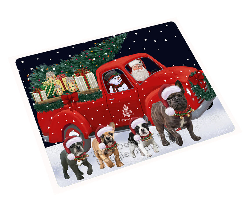 Christmas Express Delivery Red Truck Running French Bulldogs Cutting Board - Easy Grip Non-Slip Dishwasher Safe Chopping Board Vegetables C77803