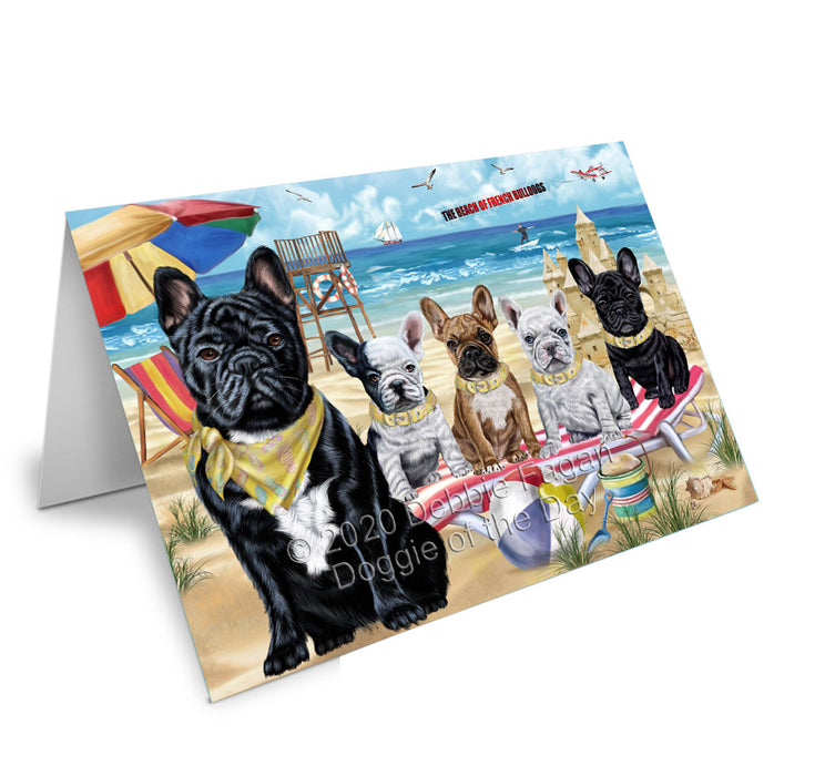 Pet Friendly Beach French Bulldog Dogs Handmade Artwork Assorted Pets Greeting Cards and Note Cards with Envelopes for All Occasions and Holiday Seasons