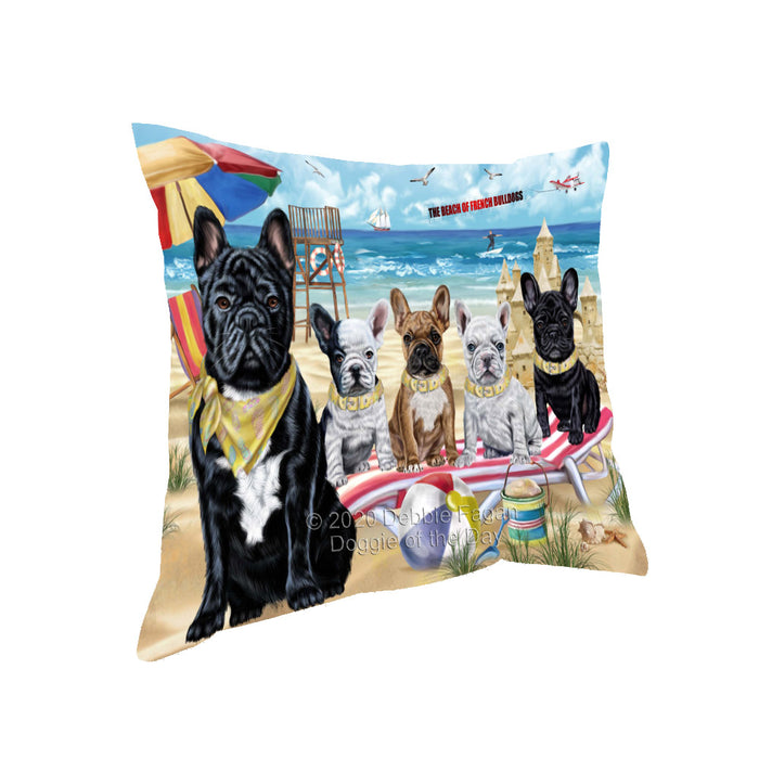 Pet Friendly Beach French Bulldog Dogs Pillow with Top Quality High-Resolution Images - Ultra Soft Pet Pillows for Sleeping - Reversible & Comfort - Ideal Gift for Dog Lover - Cushion for Sofa Couch Bed - 100% Polyester