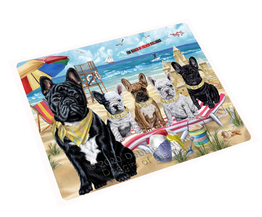 Pet Friendly Beach French Bulldog Dogs Cutting Board - For Kitchen - Scratch & Stain Resistant - Designed To Stay In Place - Easy To Clean By Hand - Perfect for Chopping Meats, Vegetables