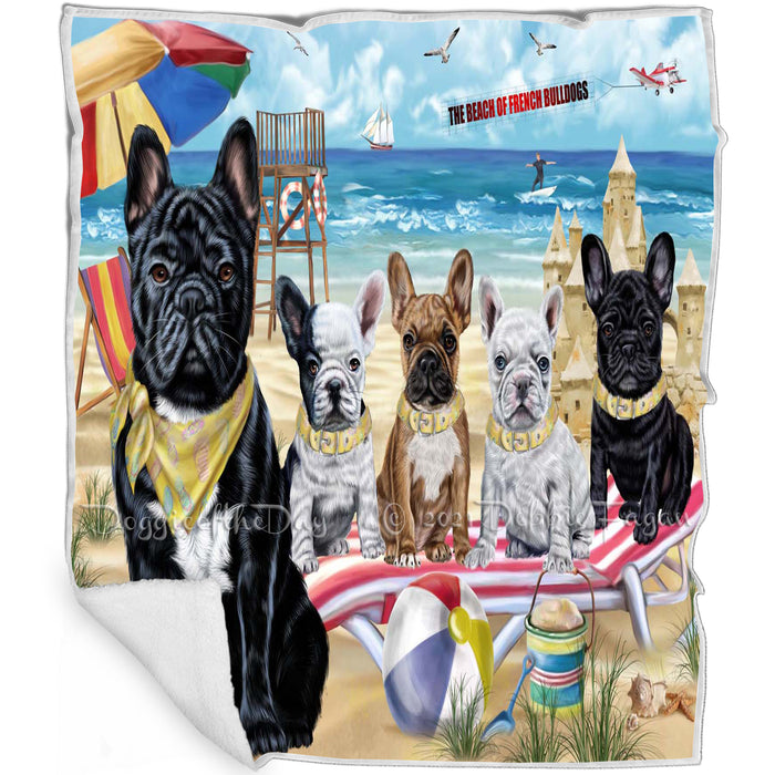 Pet Friendly Beach French Bulldogs Blanket BLNKT142501