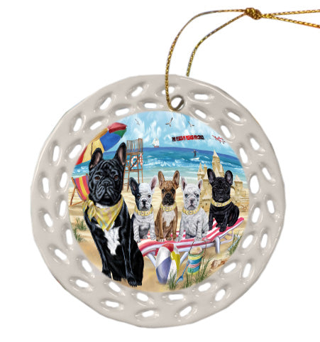 Pet Friendly Beach French Bulldog Dogs  Doily Ornament DPOR58509