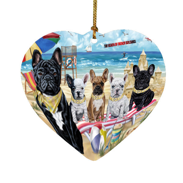 Pet Friendly Beach French Bulldog Dogs Heart Christmas Ornament HPORA58858