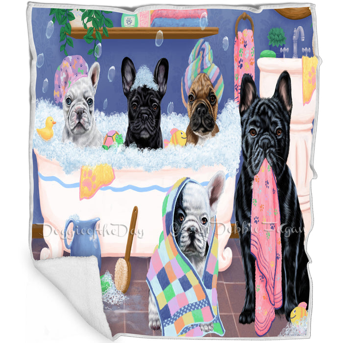 Rub A Dub Dogs In A Tub French Bulldogs Blanket BLNKT130512