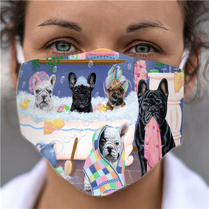 Rub A Dub Dogs In A Tub  French Bulldogs Face Mask FM49505
