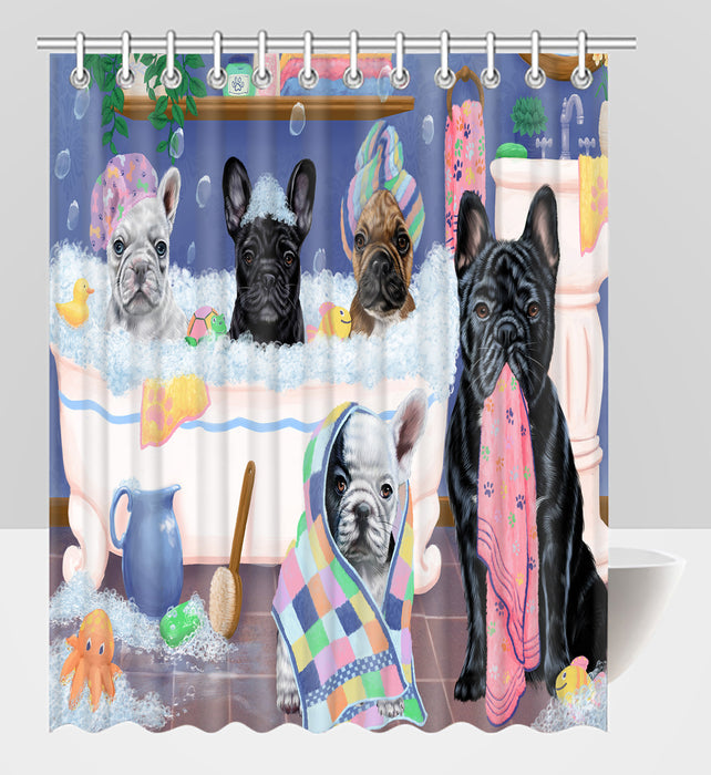 Rub A Dub Dogs In A Tub French Bulldogs Shower Curtain