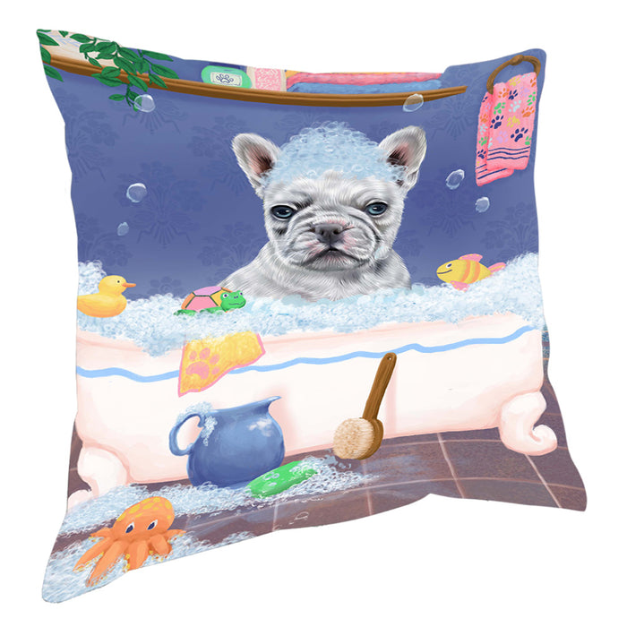 Rub A Dub Dog In A Tub French Bulldog Pillow with Top Quality High-Resolution Images - Ultra Soft Pet Pillows for Sleeping - Reversible & Comfort - Ideal Gift for Dog Lover - Cushion for Sofa Couch Bed - 100% Polyester, PILA90553