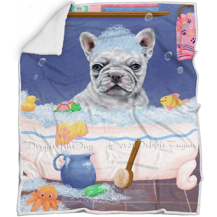 Rub A Dub Dog In A Tub French Bulldog Blanket BLNKT143072