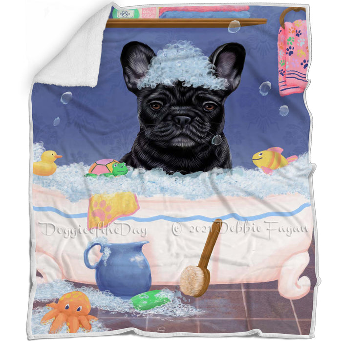 Rub A Dub Dog In A Tub French Bulldog Blanket BLNKT143073