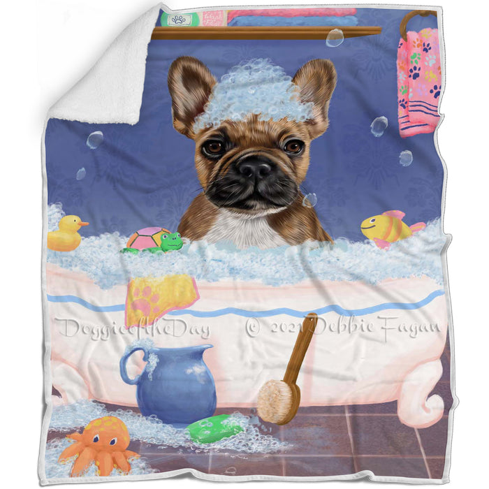 Rub A Dub Dog In A Tub French Bulldog Blanket BLNKT143074