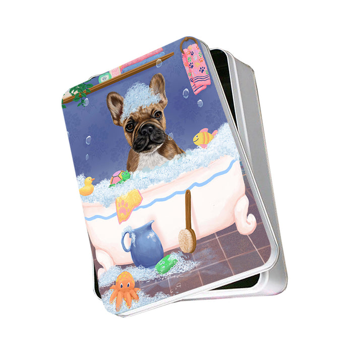 Rub A Dub Dog In A Tub French Bulldog Photo Storage Tin PITN57311