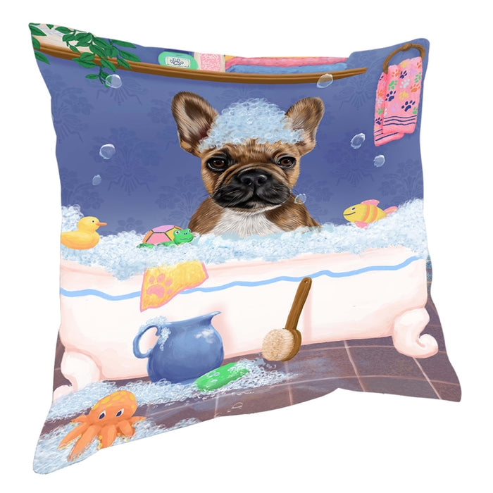 Rub A Dub Dog In A Tub French Bulldog Pillow with Top Quality High-Resolution Images - Ultra Soft Pet Pillows for Sleeping - Reversible & Comfort - Ideal Gift for Dog Lover - Cushion for Sofa Couch Bed - 100% Polyester, PILA90559