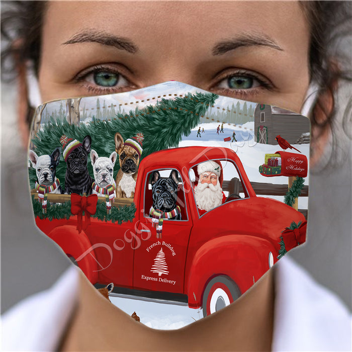 Christmas Santa Express Delivery Red Truck French Bulldogs Face Mask FM48440