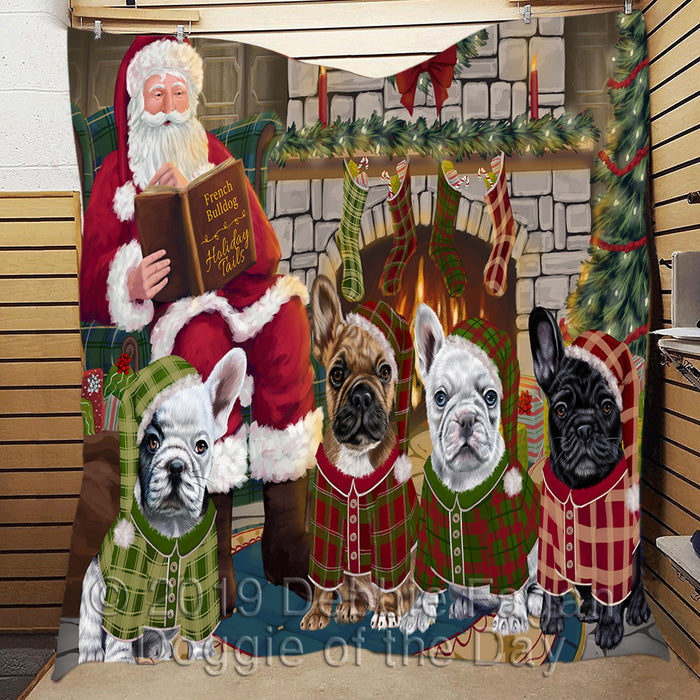 Christmas Cozy Holiday Fire Tails French Bulldogs Quilt