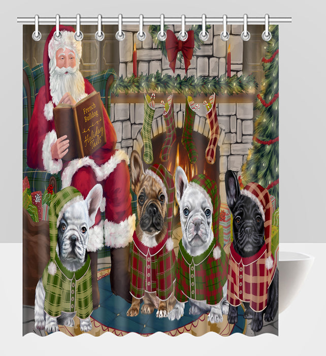 Christmas Cozy Holiday Fire Tails French Bulldogs Shower Curtain