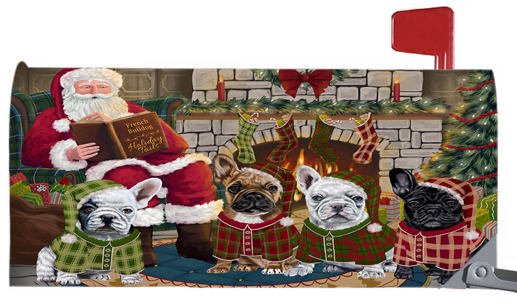 Christmas Cozy Holiday Fire Tails French Bulldogs 6.5 x 19 Inches Magnetic Mailbox Cover Post Box Cover Wraps Garden Yard Décor MBC48902