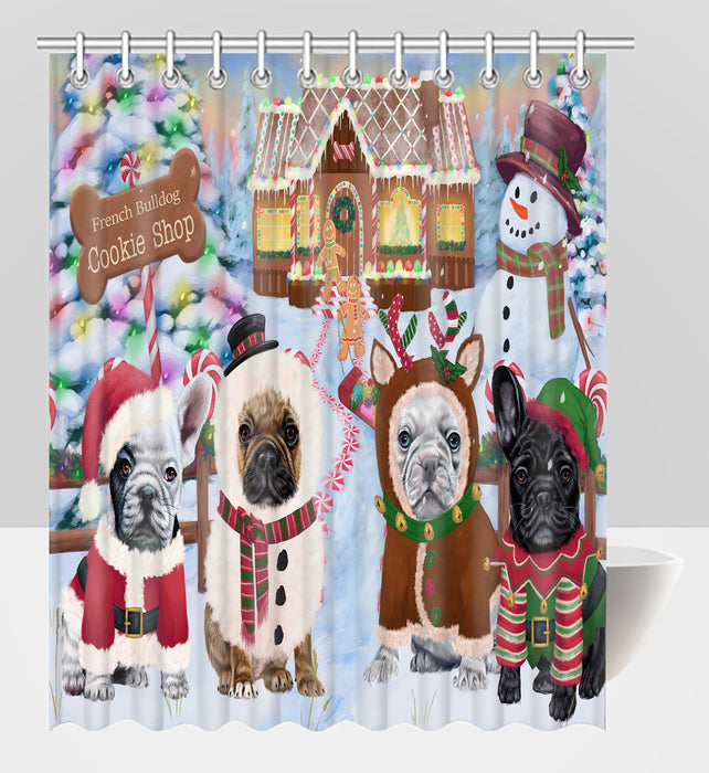 Holiday Gingerbread Cookie French Bulldogs Shower Curtain