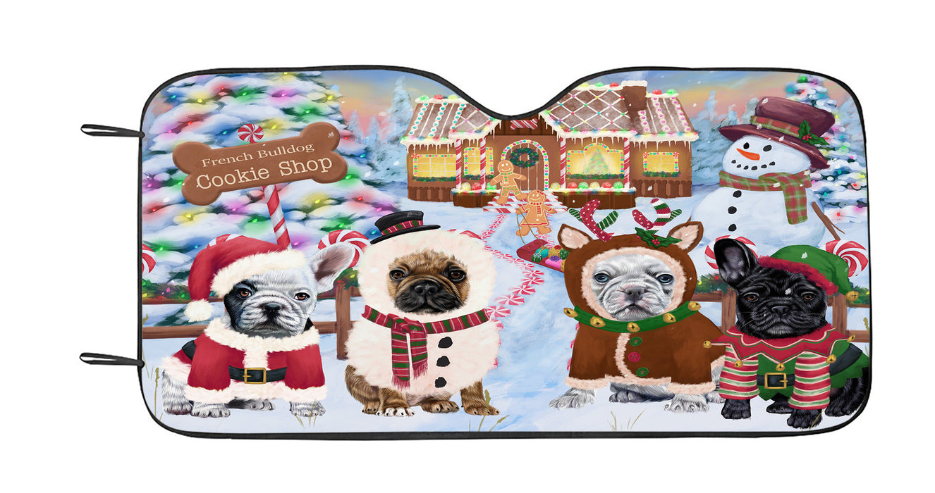 Holiday Gingerbread Cookie French Bulldogs Car Sun Shade