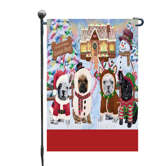 Personalized Holiday Gingerbread Cookie Shop French Bulldogs Custom Garden Flags GFLG-DOTD-A59204