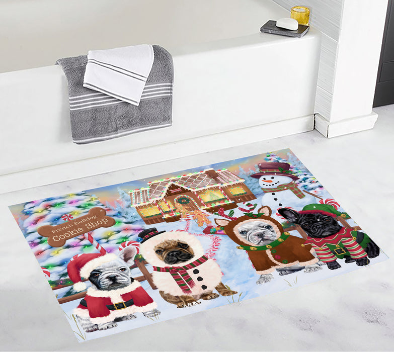 Holiday Gingerbread Cookie French Bulldogs Bath Mat