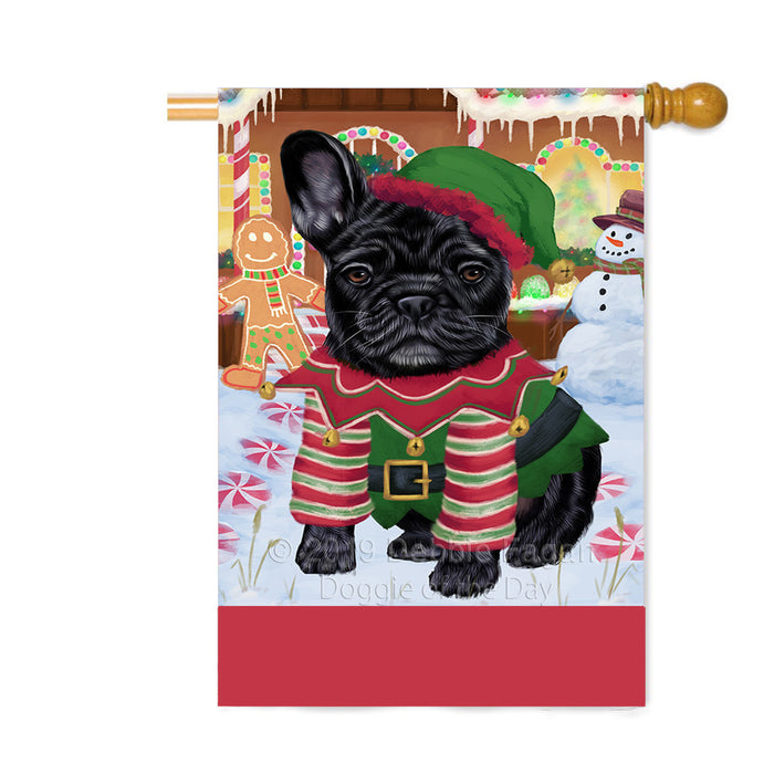 Personalized Gingerbread Candyfest French Bulldog Custom House Flag FLG63821