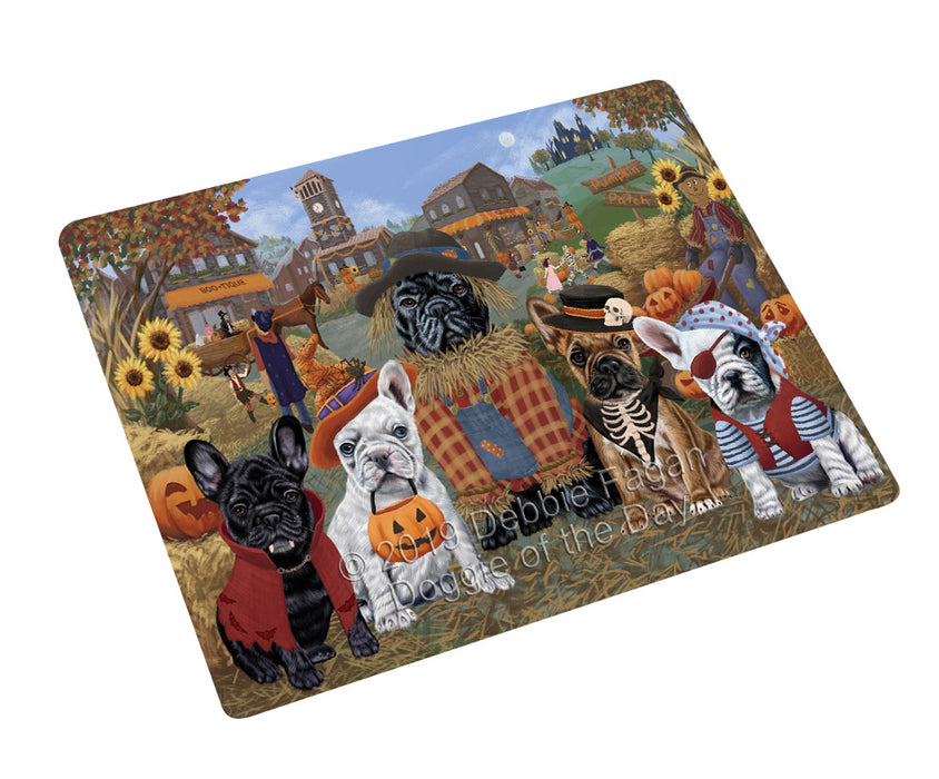 Halloween 'Round Town And Fall Pumpkin Scarecrow Both French BullDogs Cutting Board C77116