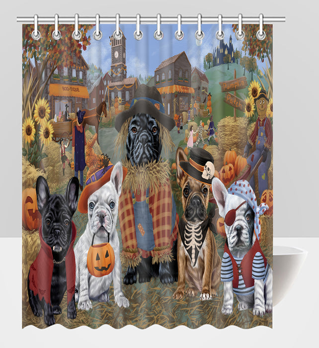 Halloween 'Round Town French Bulldogs Shower Curtain
