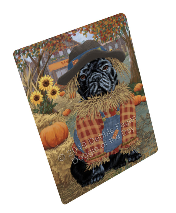 Halloween 'Round Town And Fall Pumpkin Scarecrow Both French BullDogs Large Refrigerator / Dishwasher Magnet RMAG104772