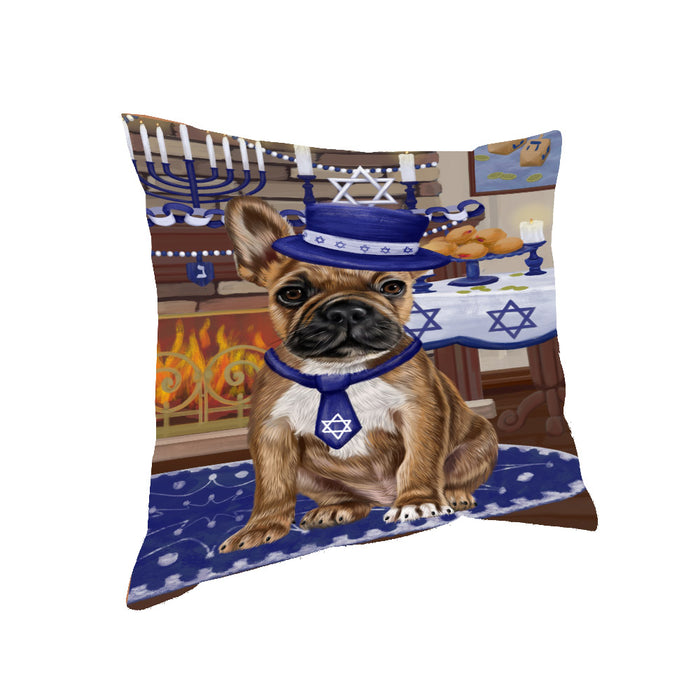 Happy Hanukkah Family and Happy Hanukkah Both French Bulldog Pillow PIL83096