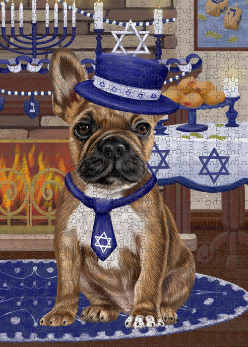 Happy Hanukkah Family and Happy Hanukkah Both French Bulldog Puzzle with Photo Tin PUZL97004