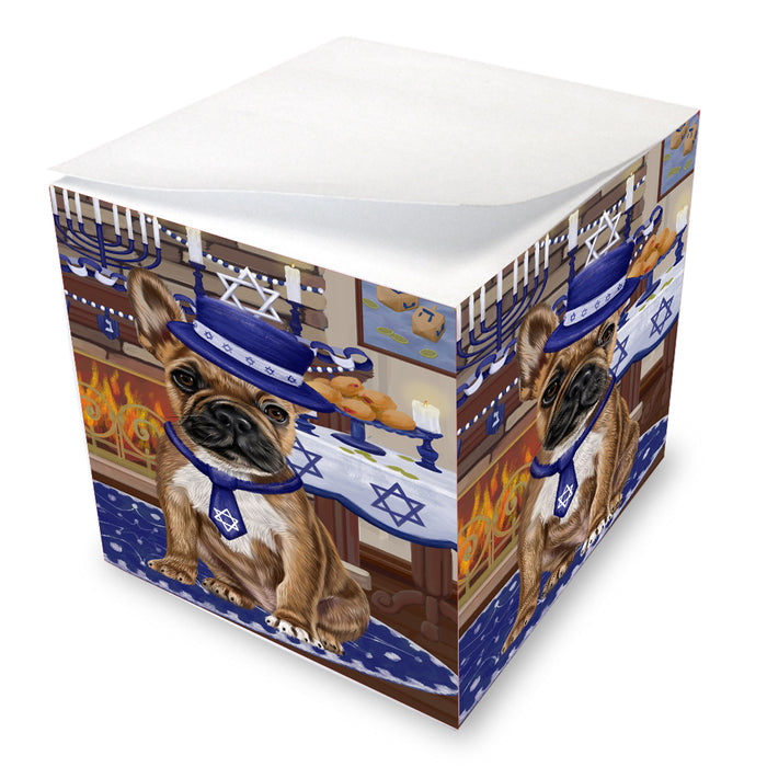 Happy Hanukkah Family French Bulldogs note cube NOC-DOTD-A56702