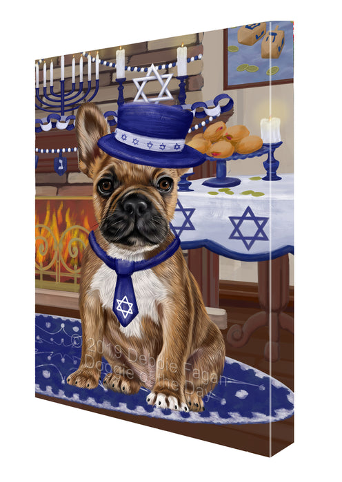 Happy Hanukkah Family and Happy Hanukkah Both French Bulldog Canvas Print Wall Art Décor CVS140651