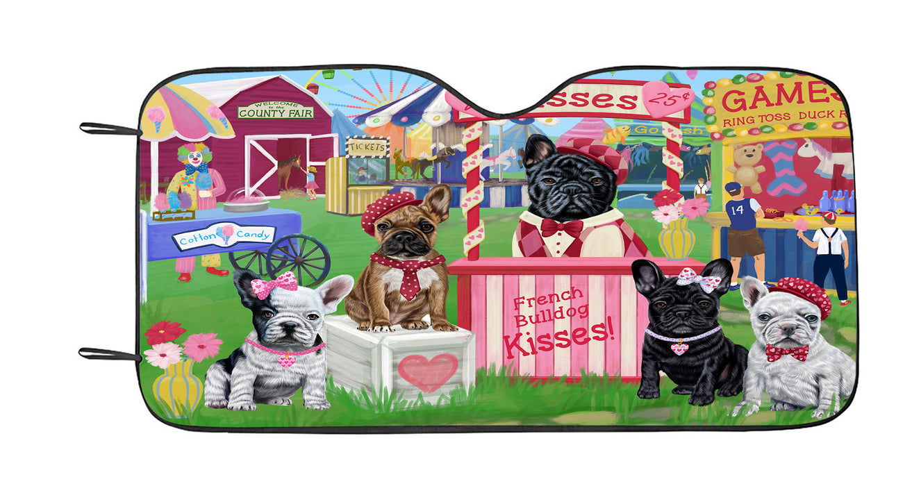 Carnival Kissing Booth French Bulldogs Car Sun Shade