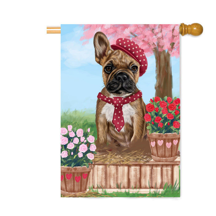 Personalized Rosie 25 Cent Kisses French Bulldog Custom House Flag FLG64859