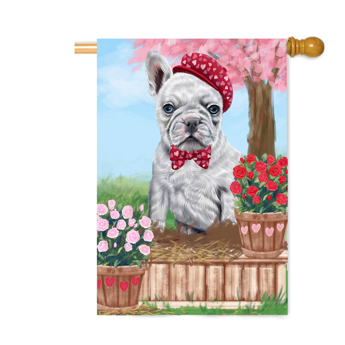 Personalized Rosie 25 Cent Kisses French Bulldog Custom House Flag FLG64860